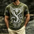 thumbnail image 2 of KHONTS Men's Graphic T Shirt 3D Dragon Printed Short Sleeve Crewneck T-Shirt Summer Animal Theme Cool Lightweight Tops Army Green M, 2 of 4