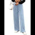 thumbnail image 2 of Pantalones Deportivos de Pierna para Mujer, Cintura Alta, Holgados y con Cordón Ajustable Azul L, 2 of 9