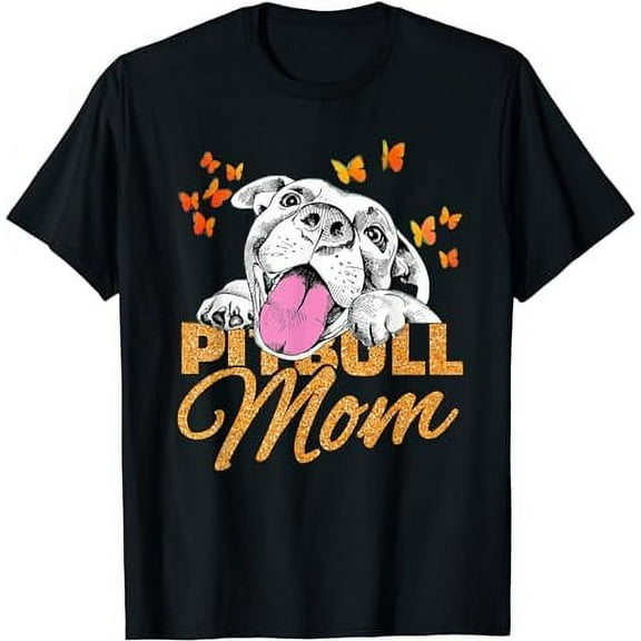 Pitbull Mom Dog Lover Butterfly Cute Blink Gift Women T-Shirt