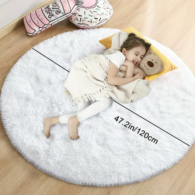1pc Ultra Soft Plush Rug, Round Large Area Rug, Cute Non-slip Fluffy Shaggy Rug, Waterproof Shaggy Throw Rugs For Living Room Bedroom Nursery Room, Game Room Dormitory Carpet, Teenage Room Decoration,