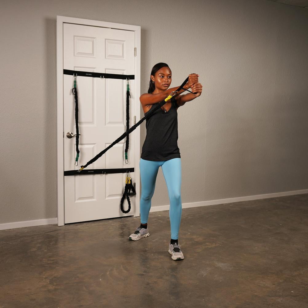 Iron Neck Dynamic Resistance Band with 10lb Max Resistance | Train, Workout, or Rehab Training Band Stretches from 3 to 9 ft | Cloth Wrapped with Stainless Steel Carabineers