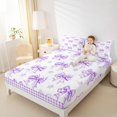 thumbnail image 4 of Castle Fairy Cartoon Plaid Bow Knot 3Pcs Twin Sheet Sets for Teens Girls,Stars Print Twin Fitted Sheet,Dreamy Princess Breathable Flat Sheet,Breathable Home Decor, 4 of 7