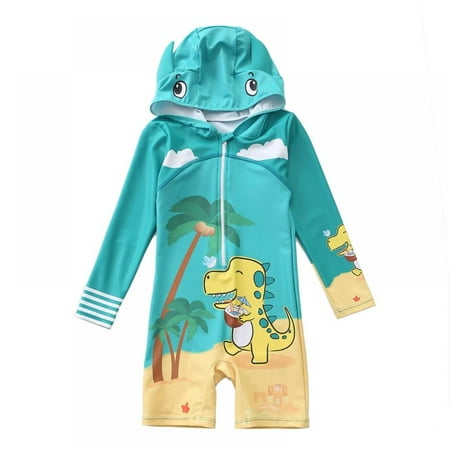 

Baozhu Kid One Piece Rash Guard Hoodie Swimsuit Boy Water Sport Long Sleeve Swimsuit UPF 50+ Sun Protection Bathing Suits