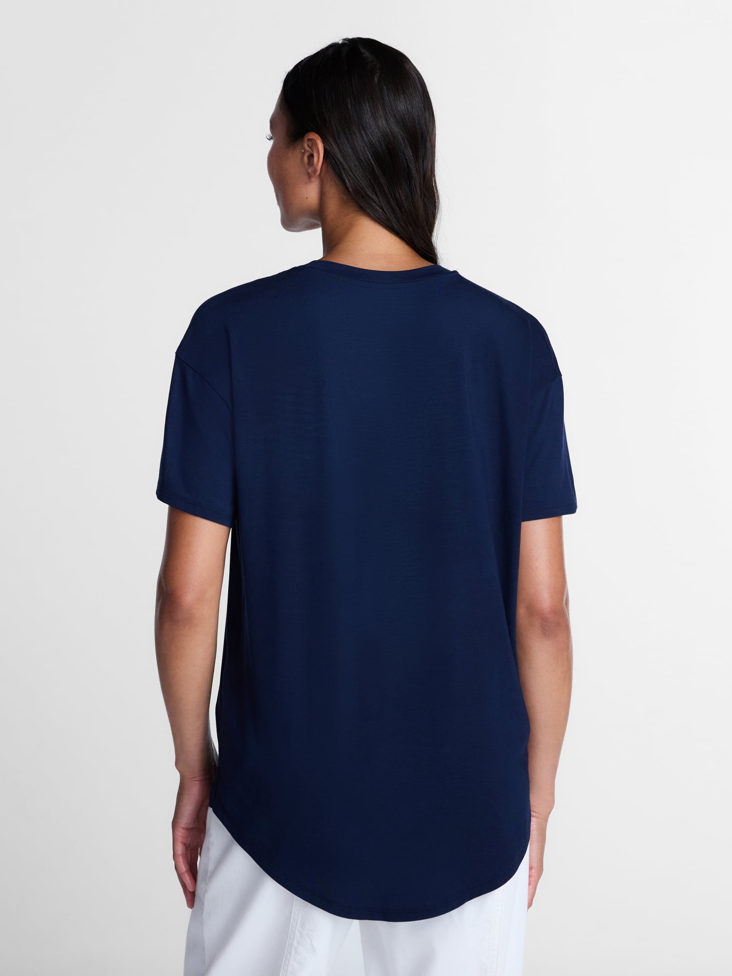 Time and Tru Women's V Neck Tunic Tee with Short Sleeves, Sizes XS-XXXL