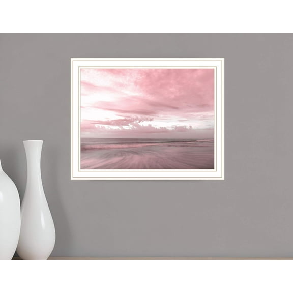 Pink Beach Emotions Black Framed Print Wall Art