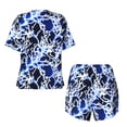 thumbnail image 5 of Lsque Blue Lightning2 Women's Short-Sleeved Pajama Set - 2 Piece Soft and Lightweight Sleepwear Set-Medium, 5 of 9