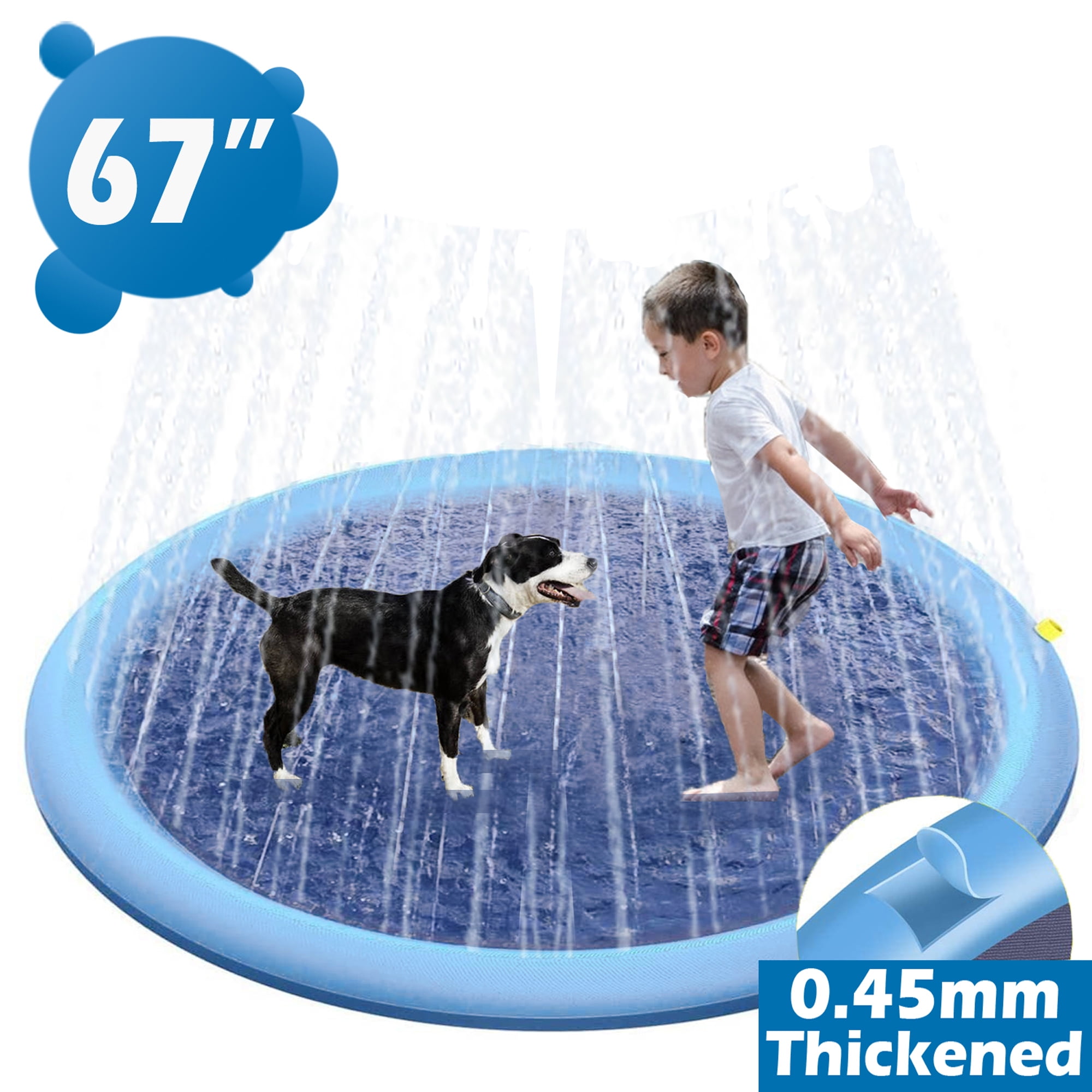 IMAGE 0.45mm Thickness Splash Pad Sprinkler for Dogs Kids Inflatable