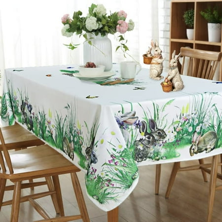 

Easter Rectangle Tablecloth \u2013 Easter Rabbits Printed Seasonal Spring Holiday Tablecloth Decorative Table Cover for Picnic Banquet Party Kitchen Dining Room 60x84 Inch
