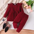 thumbnail image 2 of yboeqw Toddler Baby Girl Clothes 2 Piece 1T 2T 3T 4T Long Sleeve Ribbed Sweatshirt Top and Pants Fall Winter Outfits Set,Size 9-12 Months, 2 of 8