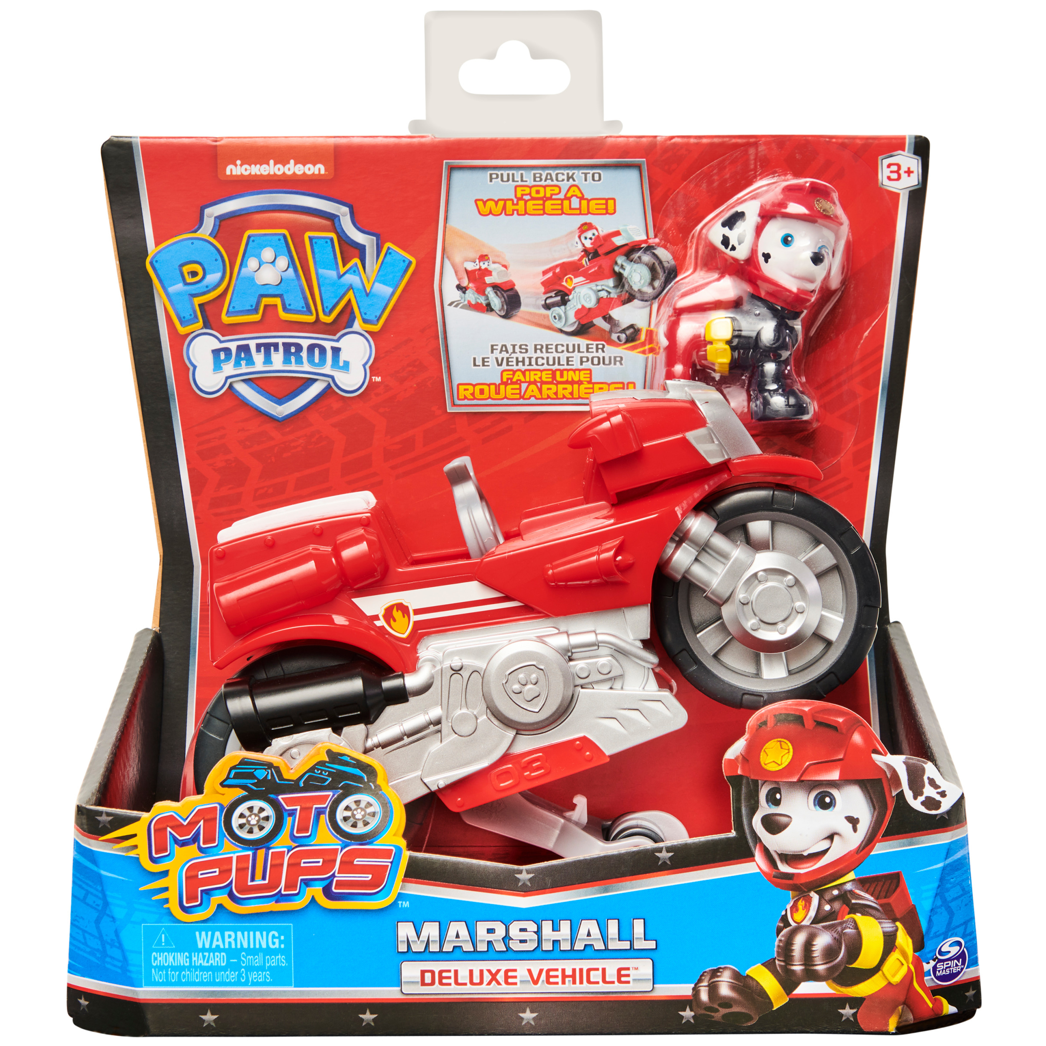 PAW Patrol, Moto Pups Marshall’s Deluxe Pull Back Motorcycle Vehicle with Wheelie Feature and Figure - image 2 of 7