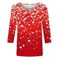 thumbnail image 5 of Womens 3/4 Sleeve Crew Neck T-Shirts Valentina's Day Spring Shirts Love Heart Graphic Tee Tops, 5 of 5