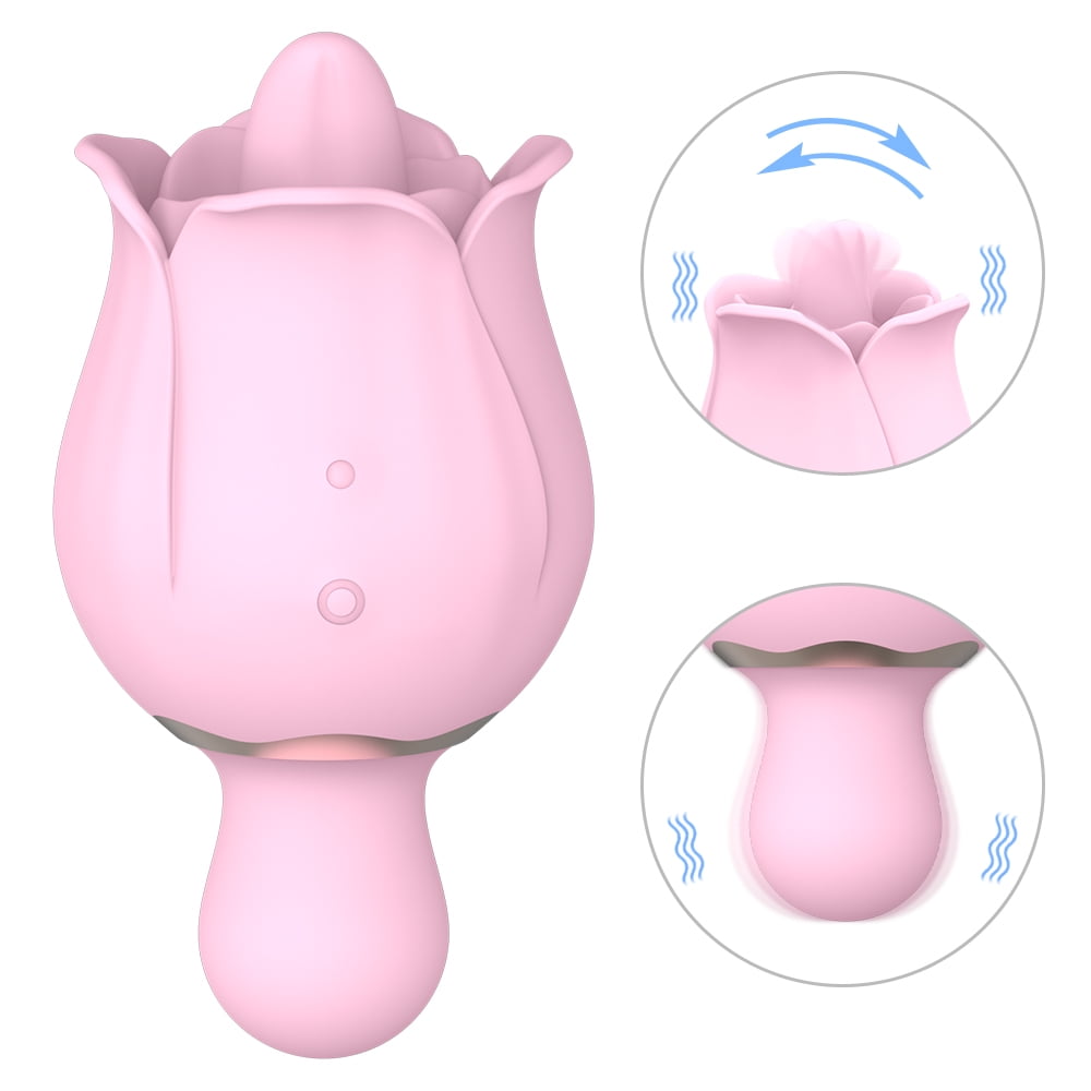 FIDECH Rose Toy Vibrator for Women, Clitoral Tongue Licking Toy Mini Small Vibrators with 9 Modes & 9 Powerful Vibration, Nipples Clitorals Stimulator, Tongue Licker Adult Sex Toys for Couple