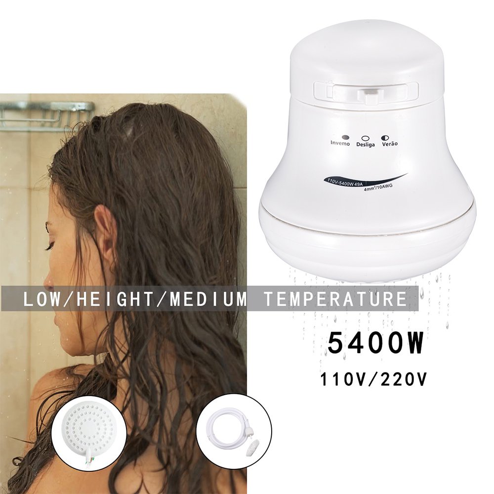 LEEYNEER 110V 5400W Electric Shower Head Instant Hot Water Bath Heater Boiler Tool Showe