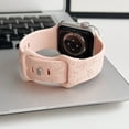 thumbnail image 3 of 3 Pack Floral Engraved Silicone Bands Compatible with Apple Watch Band 42mm 44mm 45mm 49mm Women, Soft Sport Wildflower Strap for iWatch Ultra Series 9 8 SE 7 6 5 4 3 2 1, Pink, 3 of 6