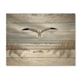 thumbnail image 3 of Designart "Seashore Golden Birds At" Animals Print on Natural Pine Wood, 3 of 5