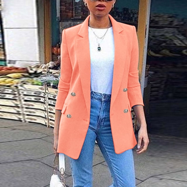 Blazer de Bureau Décontracté pour Femmes avec Poches Cardigan Drapé Veste Costume de Travail