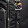 thumbnail image 6 of Motorcycle Racing Riding Helmet Watercolor Faux Leather Square Keychain, 6 of 7