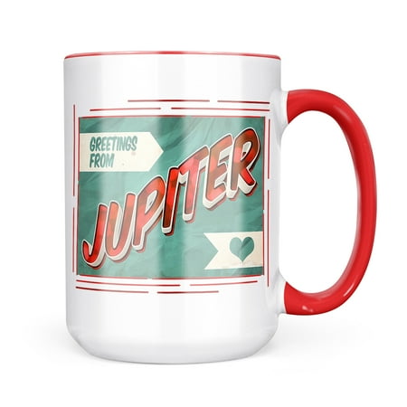 

Neonblond Greetings from Jupiter Vintage Postcard Mug gift for Coffee Tea lovers