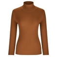 thumbnail image 4 of zaveiop Women's Turtleneck Shirts Ribbed Pullover Sweater Long Sleeves Tops Midweight Thermal Underwear Blouse (Brown, XL), 4 of 7