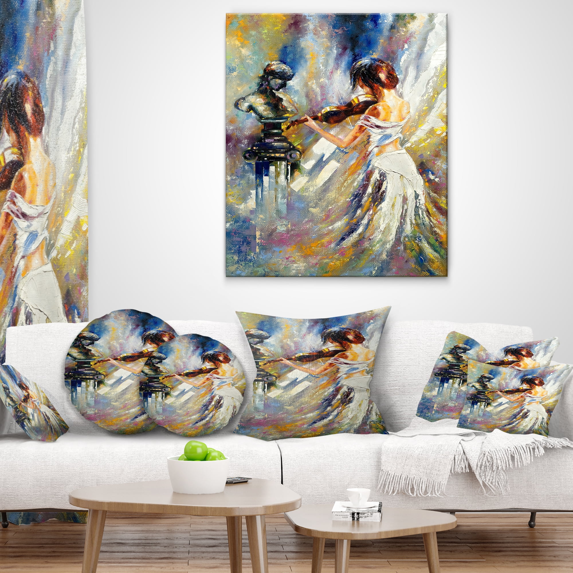 Designart Love with Endless Music - Abstract Throw Pillow - 16x16