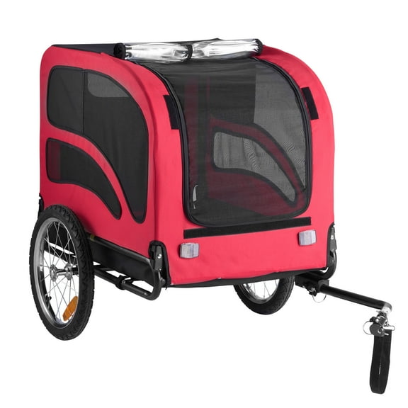 KFFKFF Dog Bike Trailer, Holds Up to 100 lbs, Pet Bicycle Carrier for Small and Large Dogs, Foldable Frame with Quick-Release Wheels, Universal Bike Hitch, Reflectors, Safety Flag, and Built-In Leash