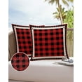 thumbnail image 6 of Pack of 2 Outdoor Pillow Covers, Christmas Red Black Buffalo Plaid Waterproof Square Throw Pillowcase Cushion Decorative Pillow Covers for Couch Patio Tent, 24x24 in, 6 of 6