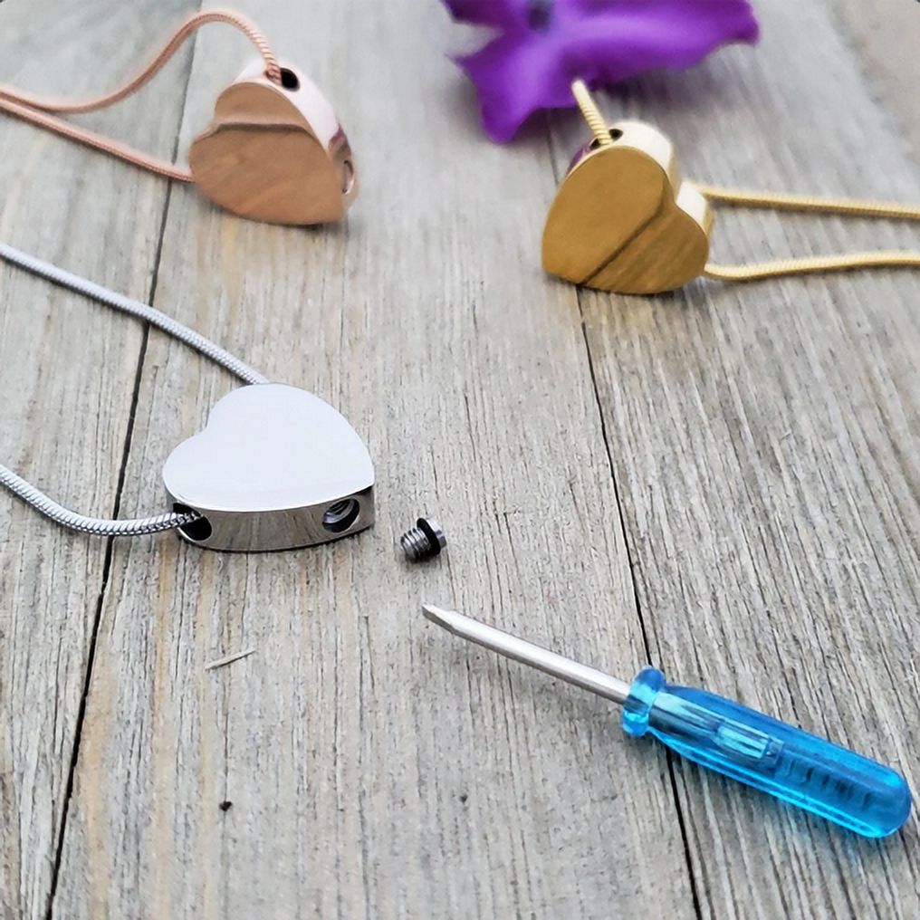 Custom Engraving Memorial Necklace, Personalized Jewelry Text and Icon Engraving, Ashes Holder Customer Keepsake Necklace, with Filling Kit and Velvet Box [Rose Gold, Text and Icon]