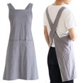 thumbnail image 1 of Kitchen Cooking Aprons Linen Cross Back for Men with Pockets for Baking Painting Gardening Cleaning Gray, 1 of 5