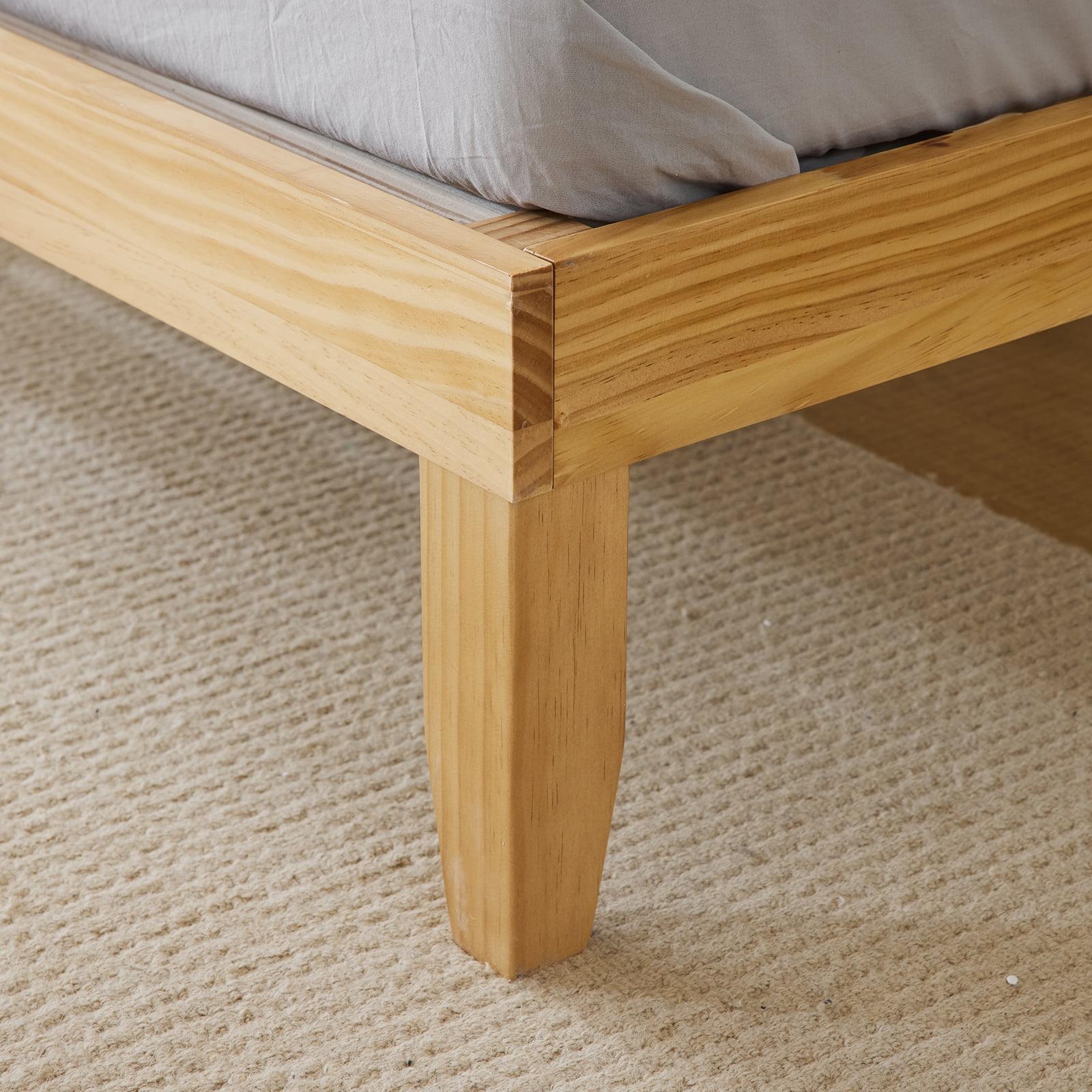 Wooden Bed Basic Bed Frame Solid Wood Color Queen, 206*151*30.5cm