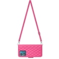 thumbnail image 4 of SaniMore Case for Motorola Edge 40 Neo, PU Leather 3D Lattice Stylish for Girls Crossbody Lanyard Flip Kickstand Card Slots Cash Pocket Magnetic Clasp Full Protective Shockproof Wallet Shell, Rose, 4 of 9
