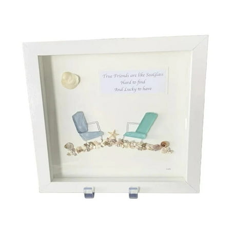 

YuanRX Seaglass Beach Chairs Friendship Sea Glass Good Friend Is To Have Handmade Sea Glass Wall Art Decor Friendship Sea Glass Artwork Sea Glass Art Frame Gift For Best Friends Desktop Ornament