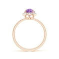thumbnail image 2 of ANGARA Natural Prong-Set Pear-Shaped 1.2 ct Amethyst Ring with Beaded Halo in 14K Rose Gold for Women (Size-9x6mm) | February Birthstone, Anniversary, Jewelry Gift for Women | Natural Amethyst Ring, 2 of 9