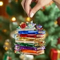 thumbnail image 2 of ‌Christmas Ornament Xmas Tree Hanging Ornaments - Stacked Books with Rainbow Colors & Crystal Flowers,Holiday Decor for Book Lovers,2025 Christmas Tree Decorations‌, 2 of 3