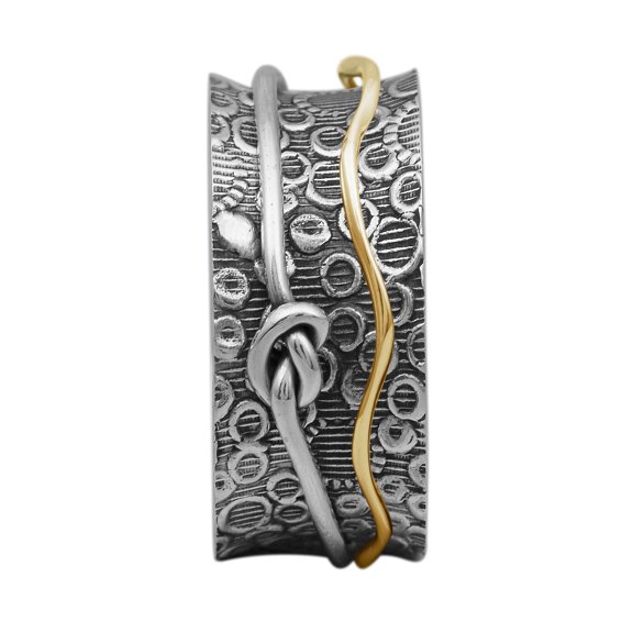 Love Knot Texture Design Meditation Anxiety 925 Silver Spinner Unisex Band