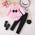 thumbnail image 2 of TOWED22 Baby Infant Toddler Girl 2Pcs Clothes Set Fall Winter Outfits Long Sleeve Crewneck Sweatshirt and High WaistPants Soft(Red,12-18 M), 2 of 9