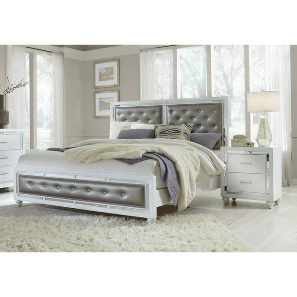 High Gloss White Finish King Size Bedroom Set 3 Pcs Mackenzie Global Usa Com High Gloss White Finish King Size, High King Size Bed