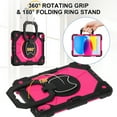 thumbnail image 3 of ELEHOLD Heavy Duty Case for iPad 10th Generation 2022, 3-Layer Rugged 360 Rotating Kickstand Handle Grip Detachable Shoulder Strap Kids Friendly Shockproof Case for iPad 10.9",Black+Rose, 3 of 8