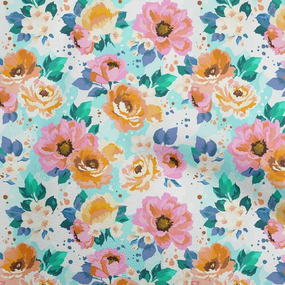 oneOone Polyester Spandex Light Pink Fabric Florals Diy Clothing Quilting Fabric Print Fabric By Yard 56 Inch Wide-2M