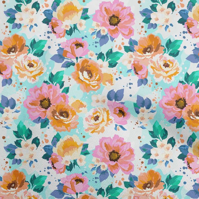 oneOone Rayon Light Pink Fabric Florals Sewing Material Print Fabric By The Yard 56 Inch Wide-4O