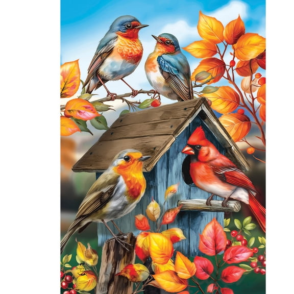 Briarwood Lane Fall House Flag 40x28 For Outdoor Fall Birds For Fall House Flag