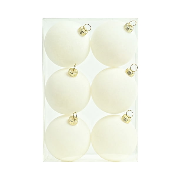 Adornos navideños, bolas de terciopelo, 6 unidades de 2,36 pulgadas para árbol de Navidad, baby shower, primera Navidad, fiesta de cumpleaños, bolas de terciopelo flocado.