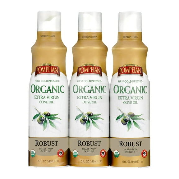 Pompeian USDA Organic Extra IEF31 Virgin Olive Oil Non-Stick Cooking Spray, No Propellant, 5 Fl Oz, Pack of 3