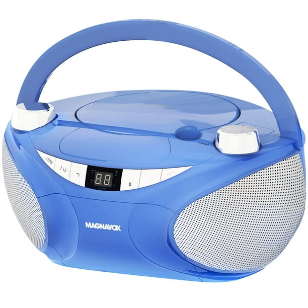 Magnavox MD6949 Boombox portátil con CD de carga superior con radio estéreo AM/FM y tecnología inalámbrica Bluetooth en negro | Compatible con CD-R/CD-RW | Pantalla LED | (Azul)