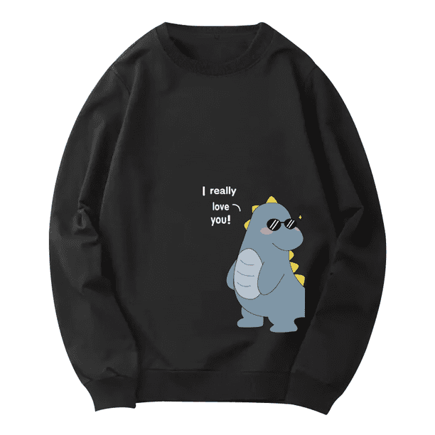 Las Parejas Del Mismo Color Usan Primavera Y Otoño Nueva Blusa Ins Super Fire Trend Pequeño Dinosaurio Suelto Versión Coreana Suéter De Cuello Redondo Fino Salvaje