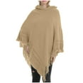 thumbnail image 7 of HBYJLZYG Womens Hooded Shawl Wrap Cape, Crochet Versatile Tassel Irregular Hem Sweater Tops, 7 of 7