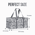 thumbnail image 4 of Extra Large Utility Tote Bag - Oversized Collapsible Reusable Wire Frame Rectangular Canvas Basket with Two Exterior Pockets - Damask Gray, 4 of 9