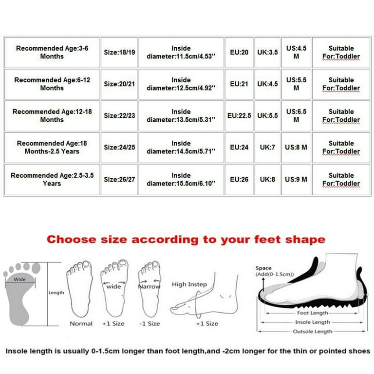 Baby shoe size chart hotsell european