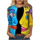 thumbnail image 1 of Blusa de cuello redondo cómoda de manga larga con estampado de grafiti de novedad clásica para mujer Pompotops  gfhjh19366, 1 of 5
