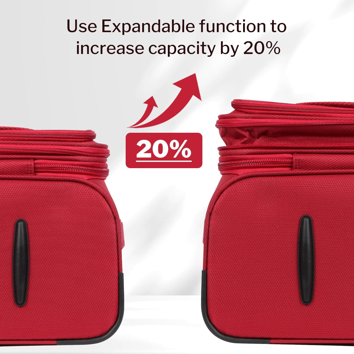 New York Xpress 20" Softside Carry On Luggage Expandable Spinner Luggage, Red - 8809
