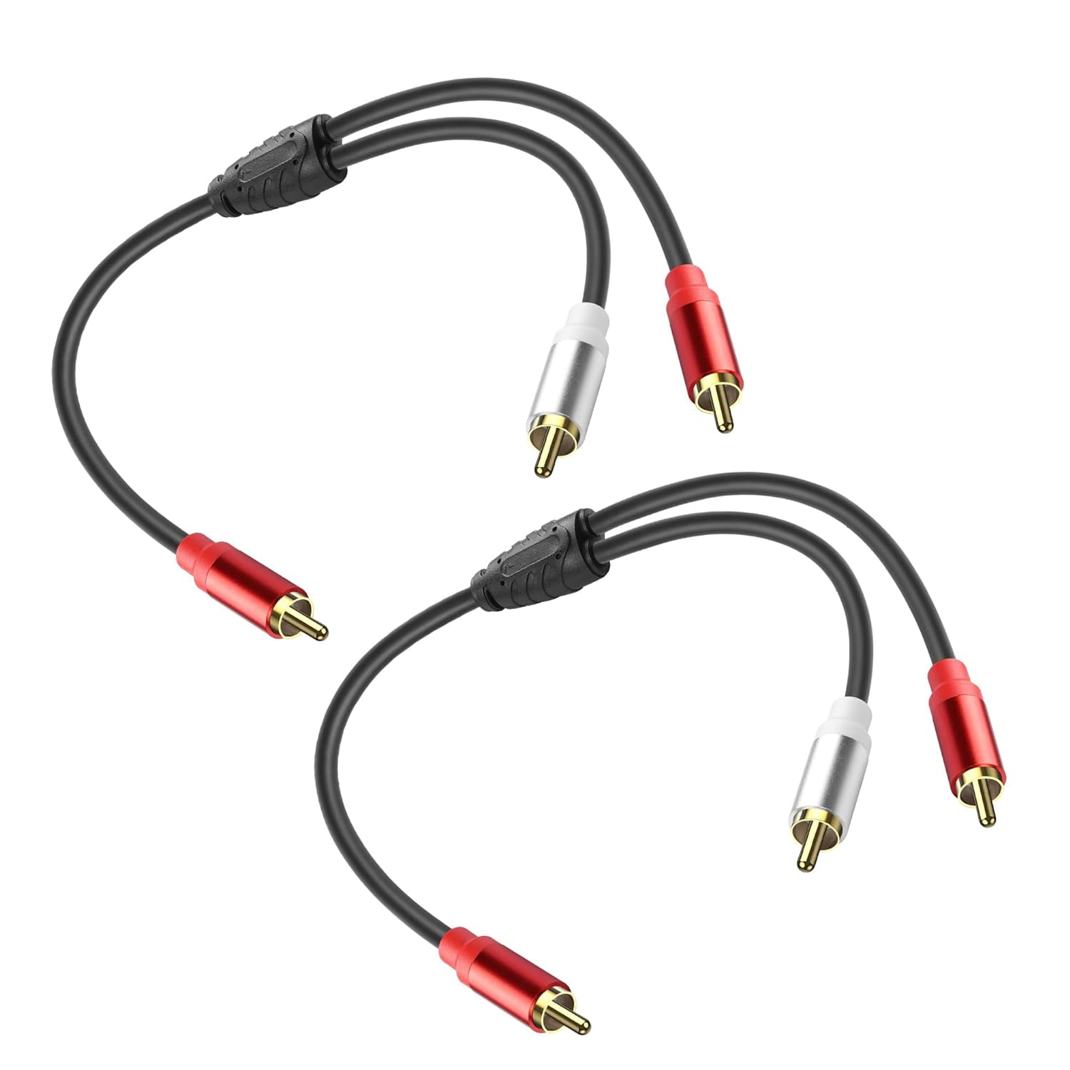 szgwtk RCA Y Splitter Cable RCA to 2RCA Stereo Audio Subwoofer Cable Male to Male Splitter Audio Cord for Amplifier Speaker Sound TV A udio Connection Cable 24K Gold Plated